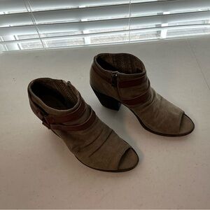 Blowfish Tan Peep-Toe Heeled Boots